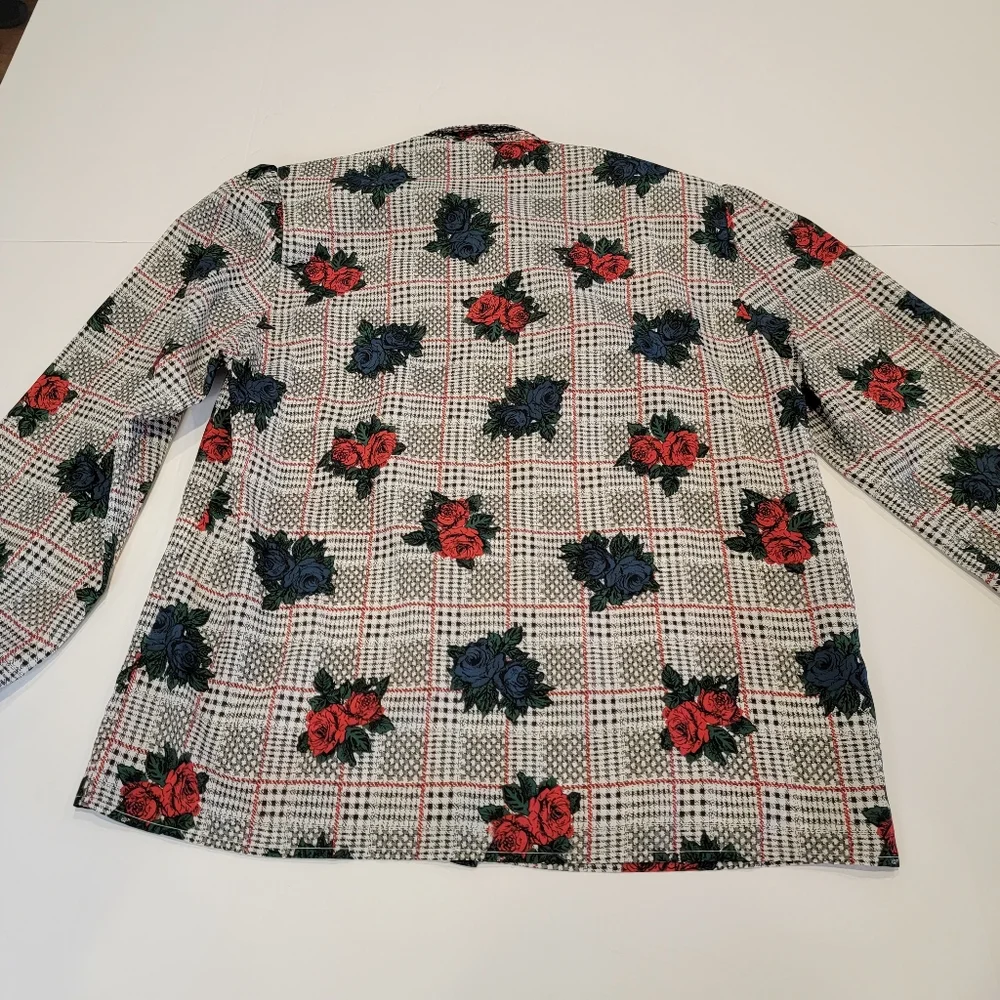 Vintage Leslie Fay Sportswear Floral Gingham Puff Sleeve Tie Button Up Top NWT! - Picture 14 of 16